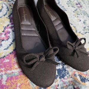 Nanette Lepore Textured Black Flats with Bow